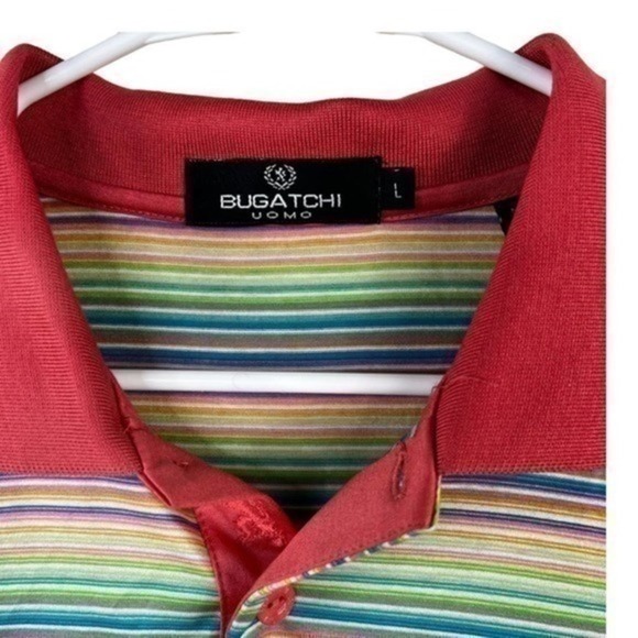 Bugatchi Vomo Men T-shirt Striped Multicolored size L - Picture 5 of 12